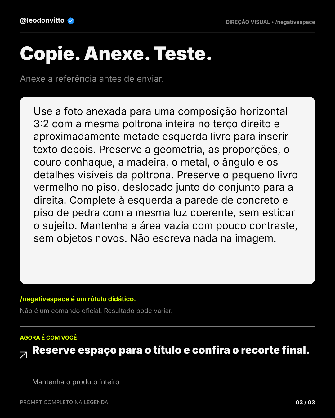 Dê espaço à mensagem. — slide 3 de 3