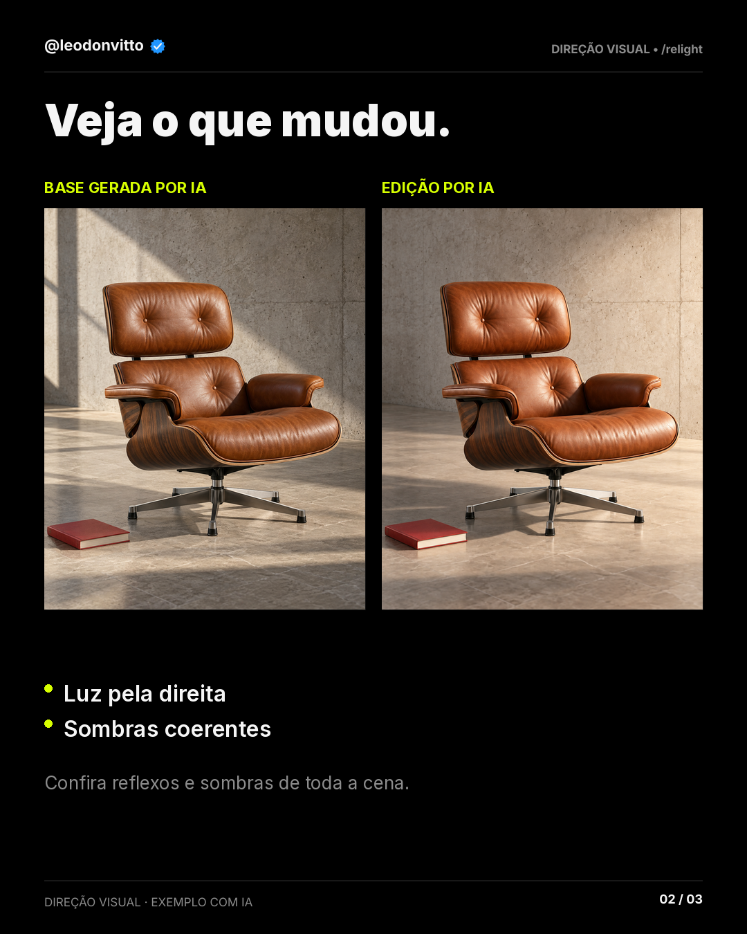 A luz mudou de lado. — slide 2 de 3