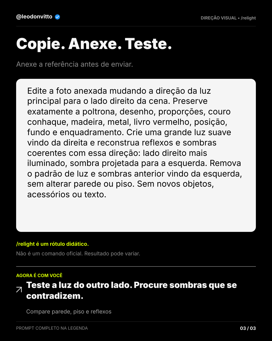 A luz mudou de lado. — slide 3 de 3