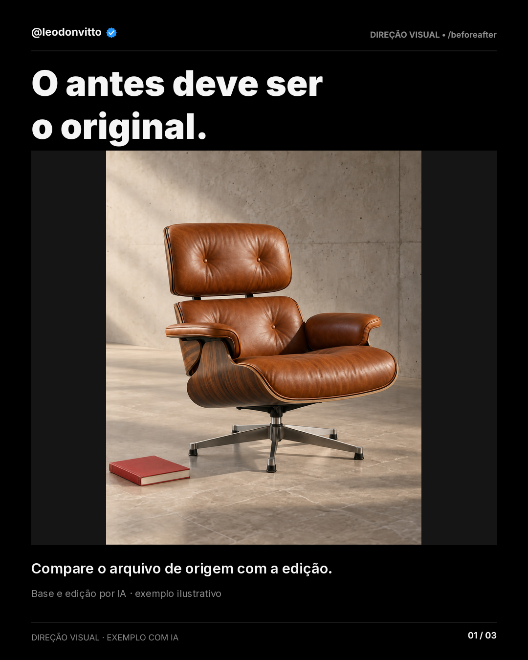 O antes deve ser o original. — slide 1 de 3