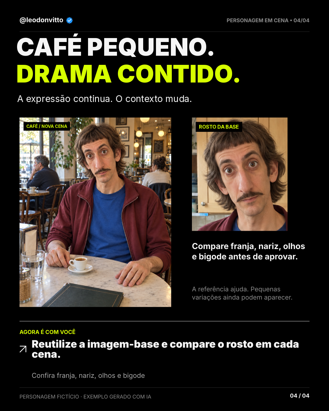 Um personagem. Três cenas. — slide 4 de 4