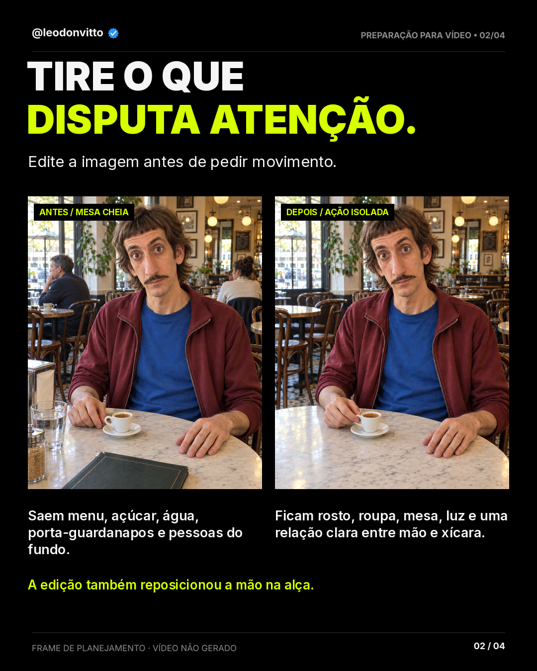 Antes de animar, olhe para o frame parado. — slide 2 de 4