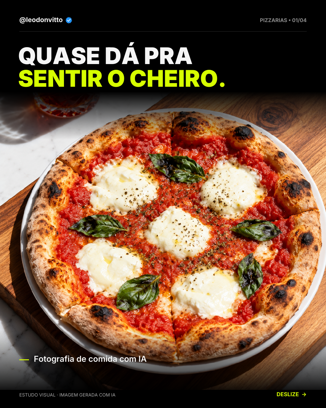 Pizza: luz de sol e textura natural. — slide 1 de 4