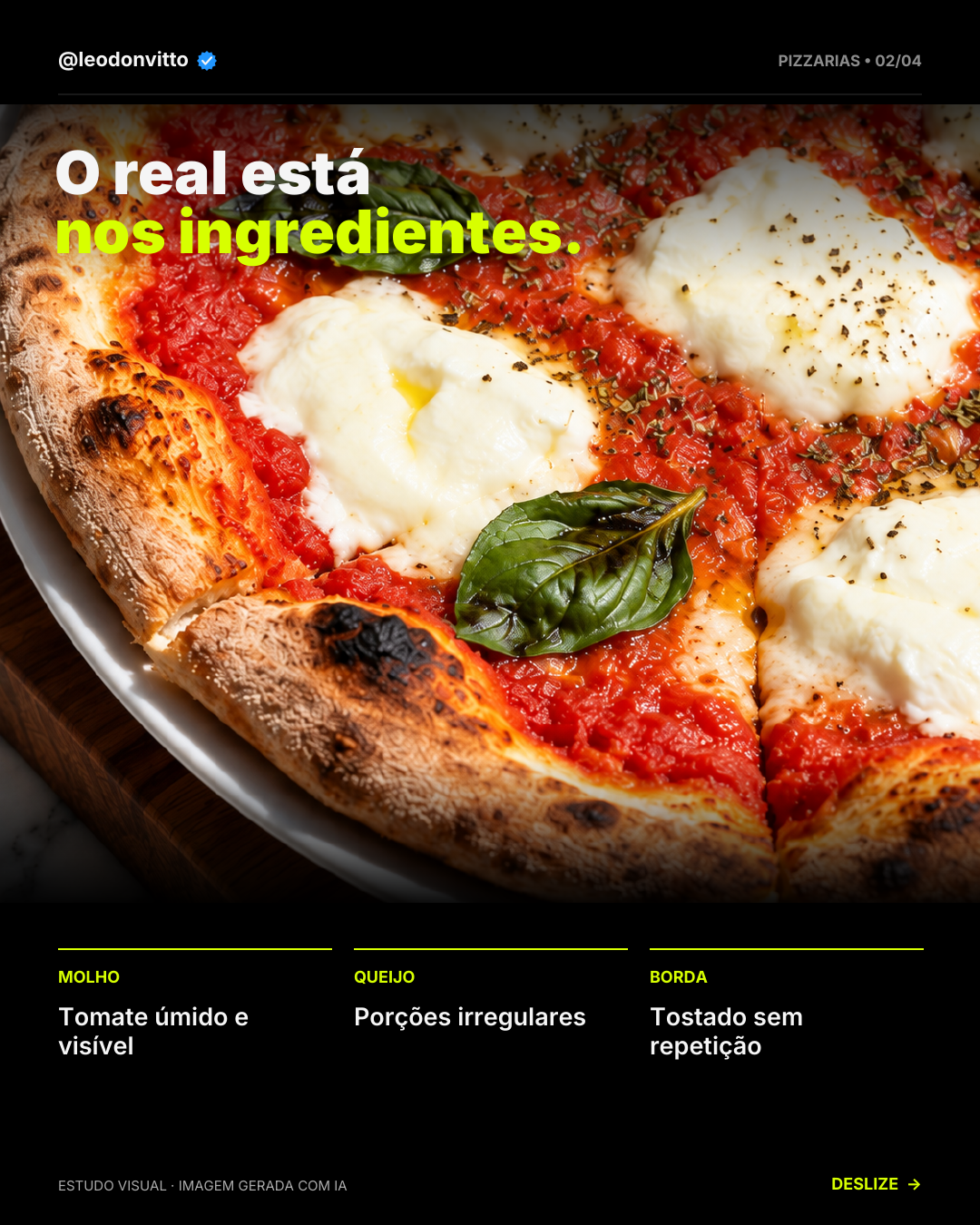 Pizza: luz de sol e textura natural. — slide 2 de 4
