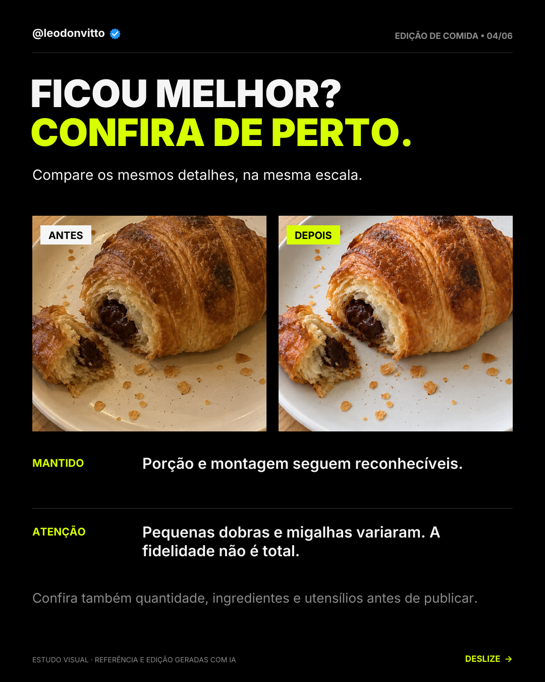 Melhore a foto. Preserve o prato. — slide 4 de 6