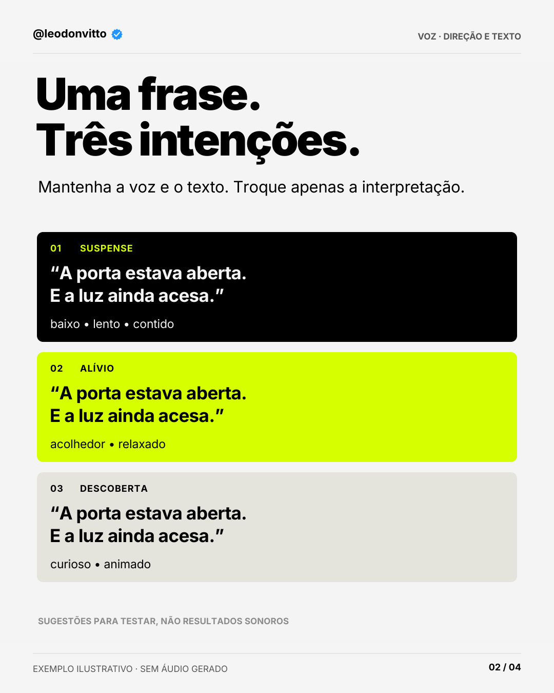 Dê direção à voz da IA — slide 2 de 4