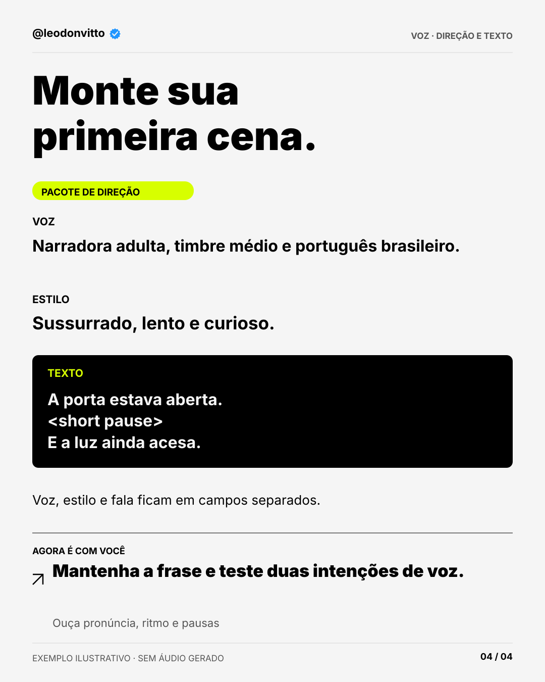 Dê direção à voz da IA — slide 4 de 4
