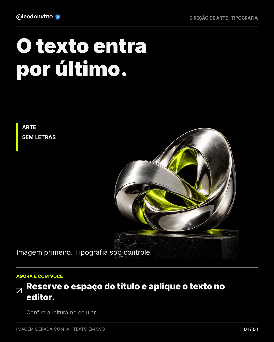 O texto entra por último. — slide 1 de 1