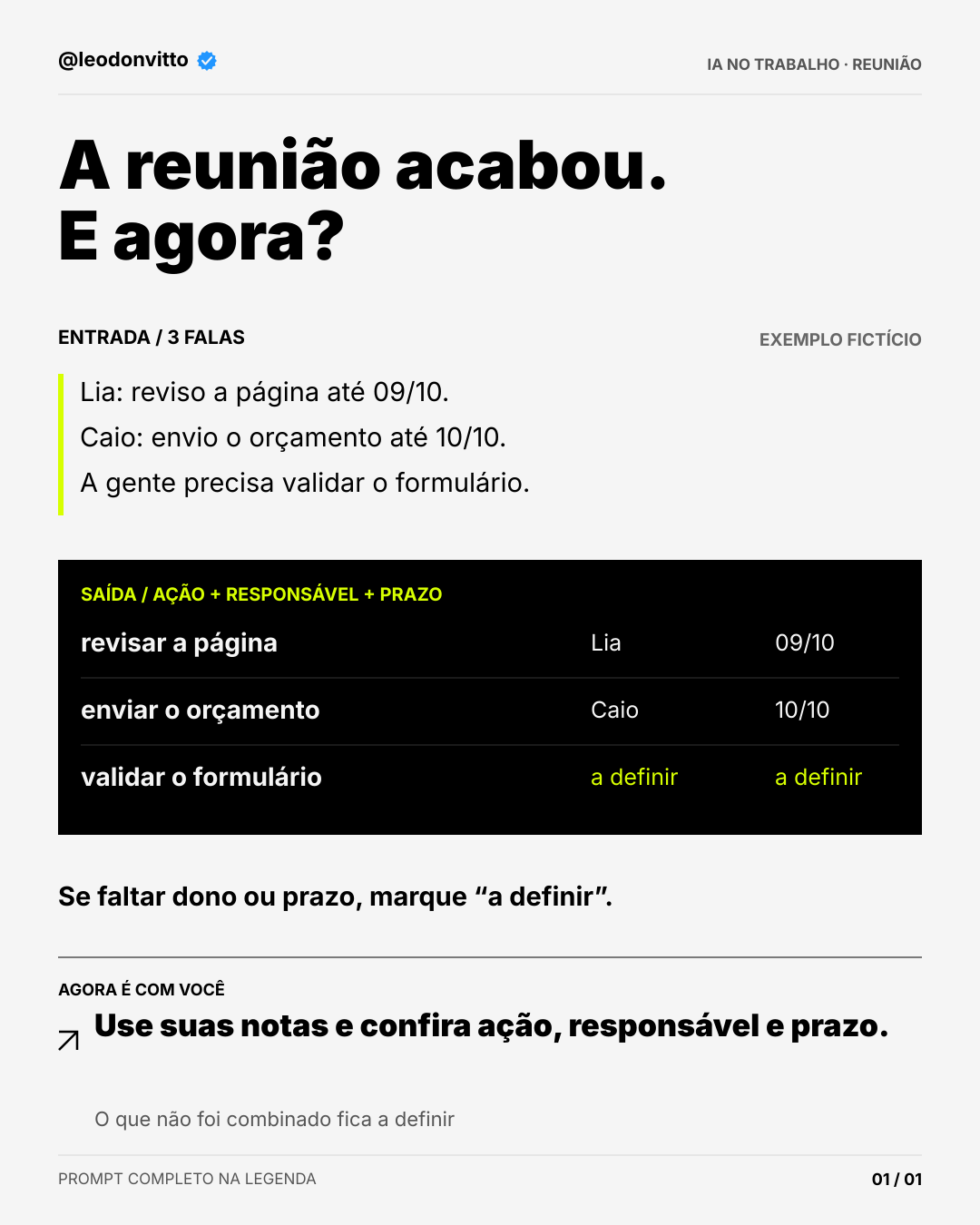 A reunião acabou. e agora? — slide 1 de 1