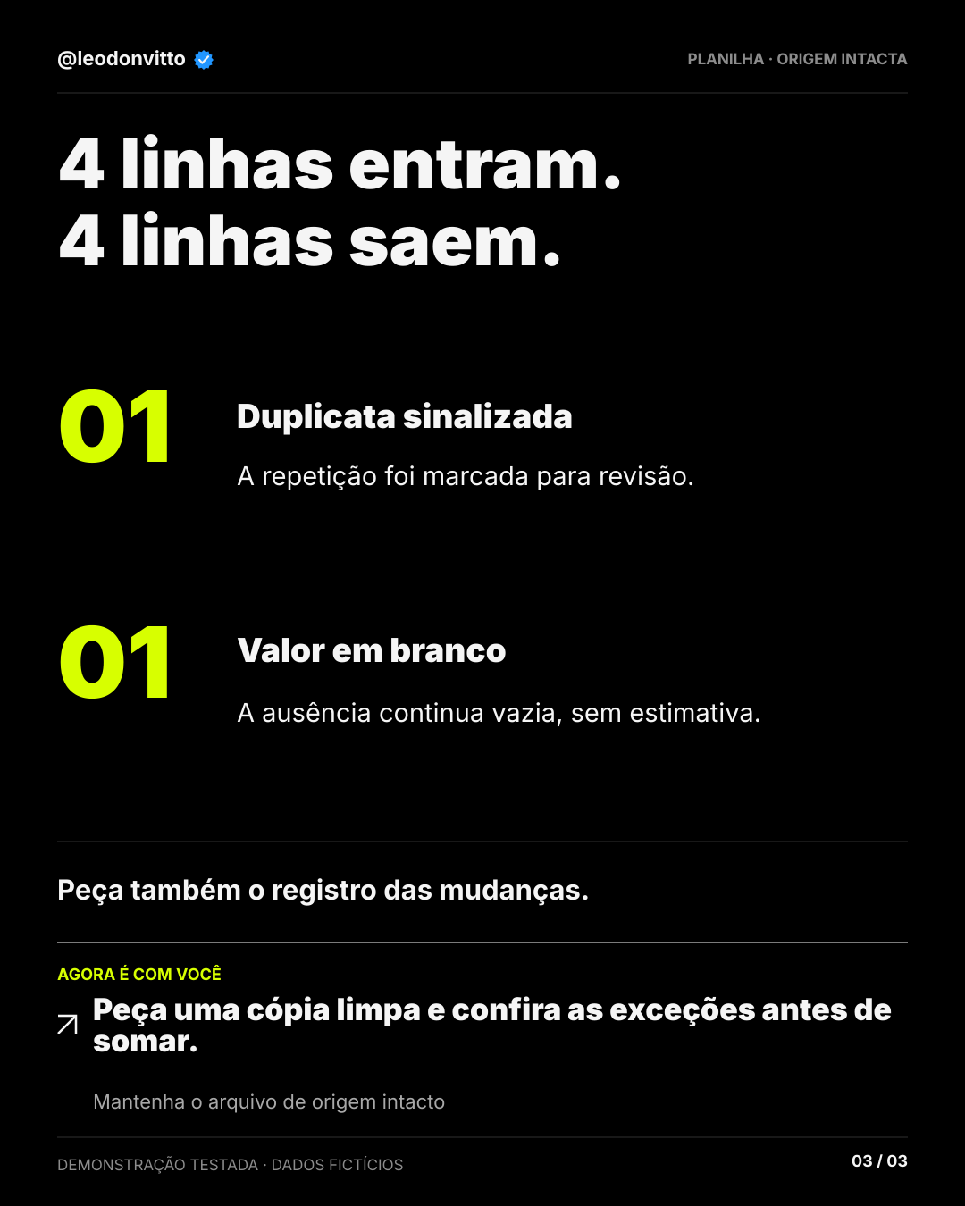 Dado limpo. origem intacta. — slide 3 de 3