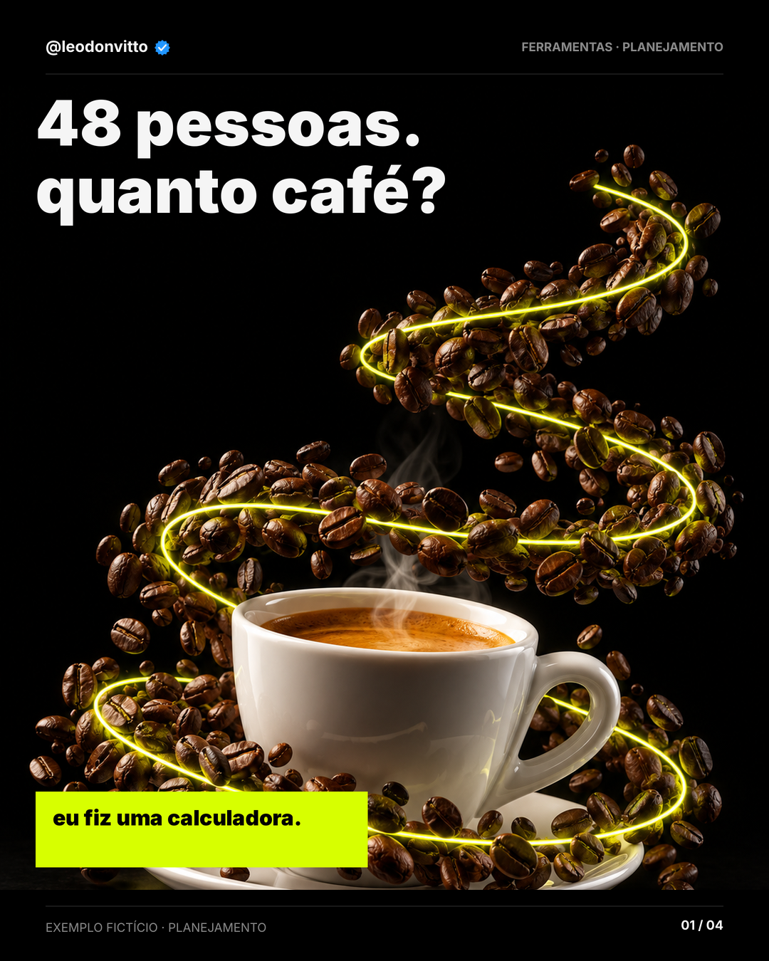 48 pessoas. quanto café? — slide 1 de 4