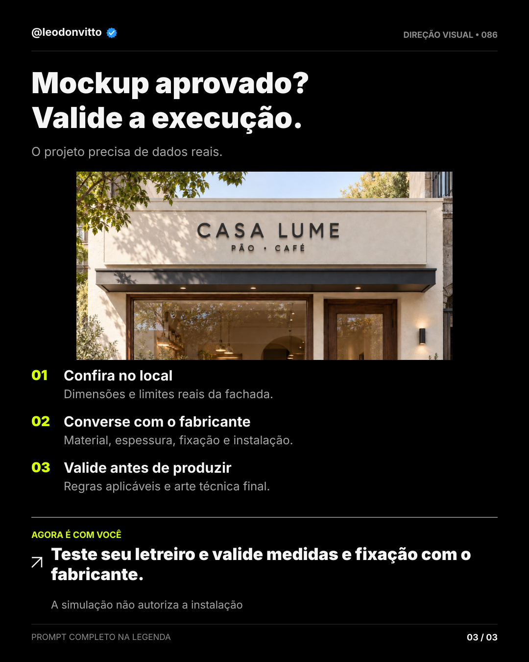 Fachada → simulação de letreiro — slide 3 de 3