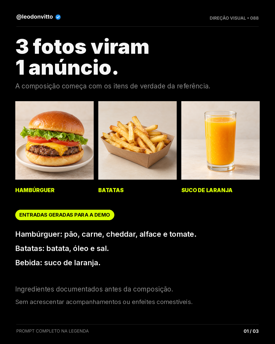 Fotos dos itens → anúncio de combo — slide 1 de 3