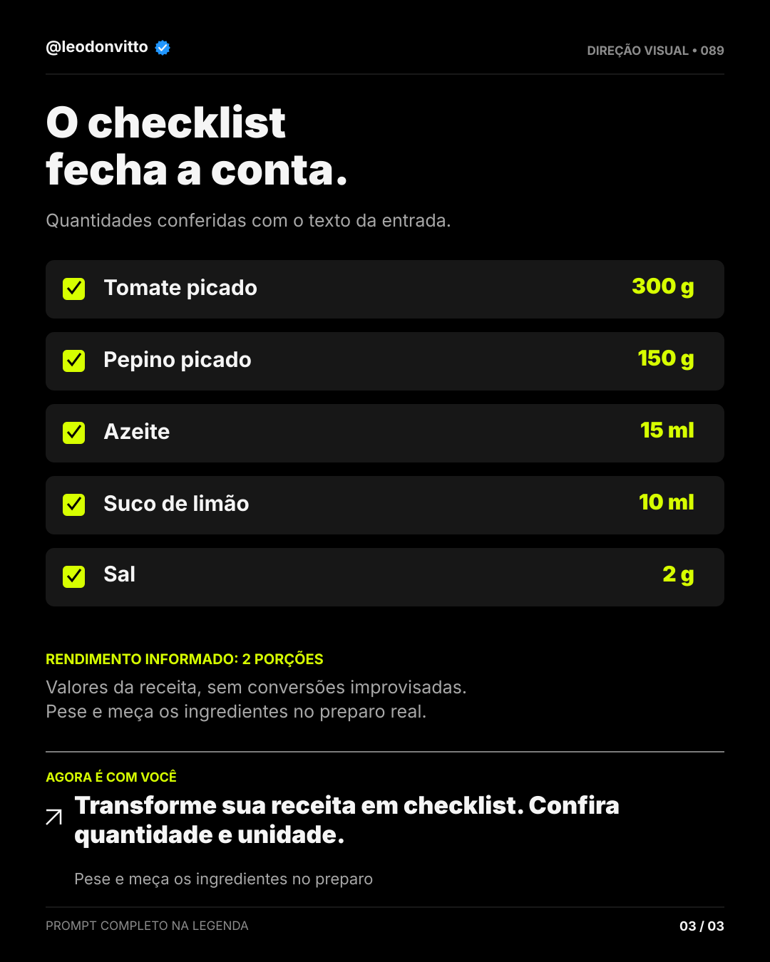 Receita fictícia → mise en place visual — slide 3 de 3