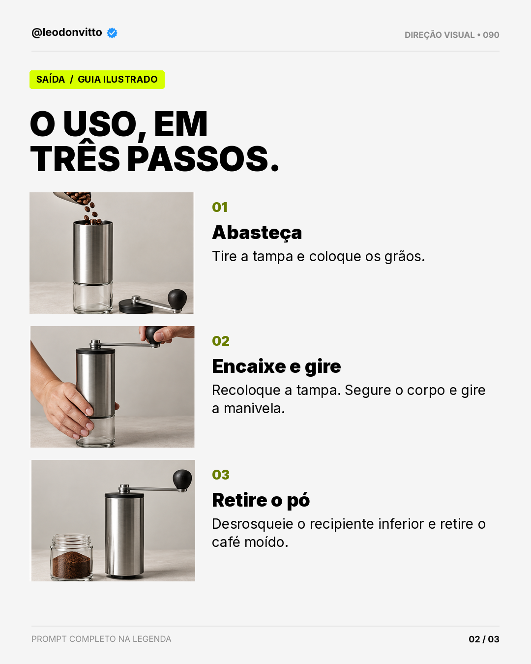 Manual de produto → guia visual — slide 2 de 3