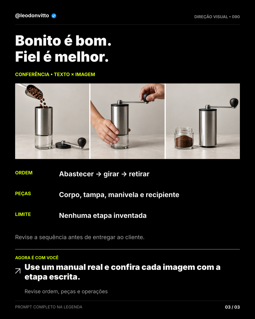 Manual de produto → guia visual — slide 3 de 3
