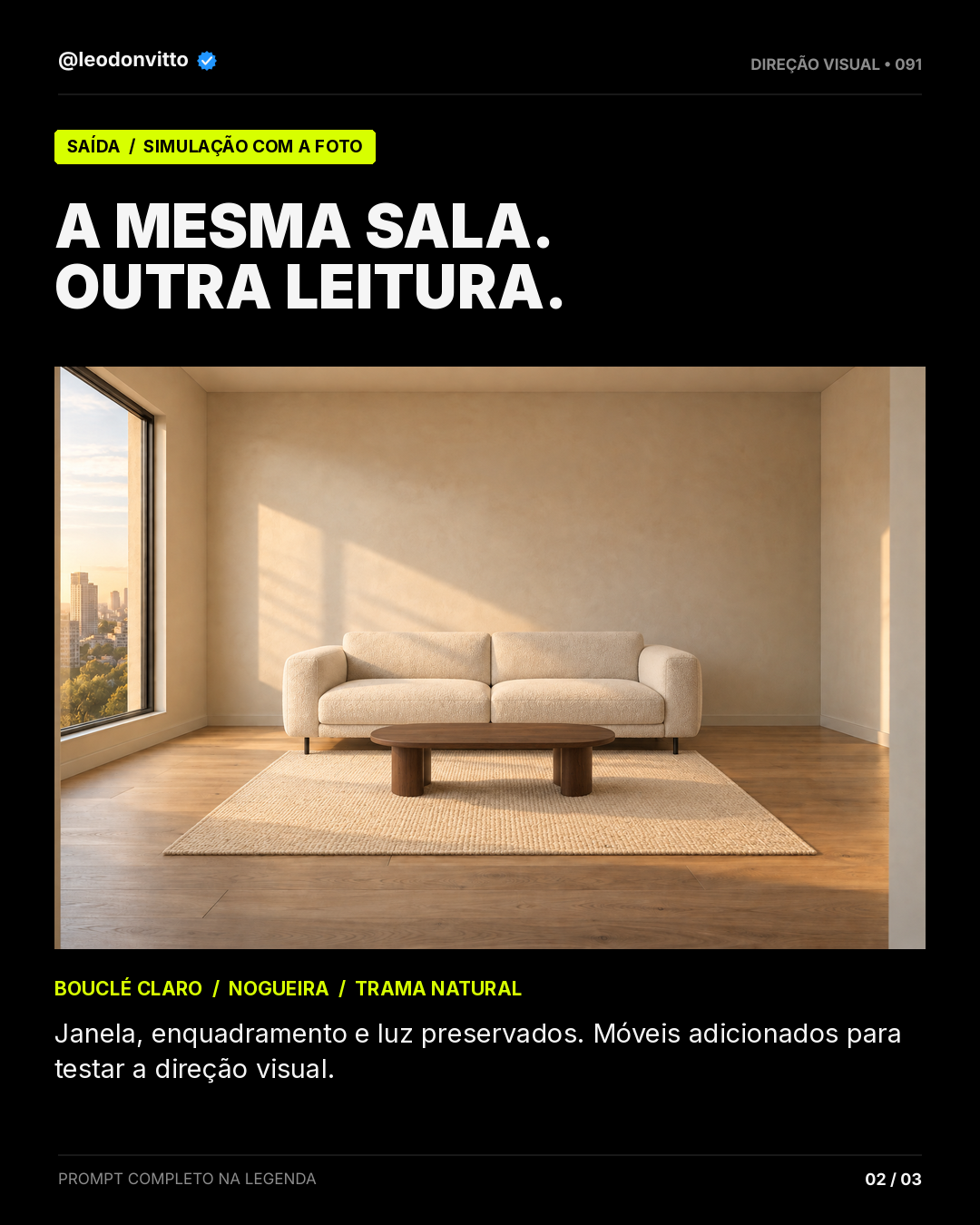 Foto de sala → simulação de mobiliário — slide 2 de 3